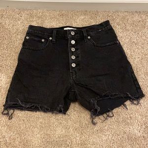 High-Waisted Button Up Black Shorts